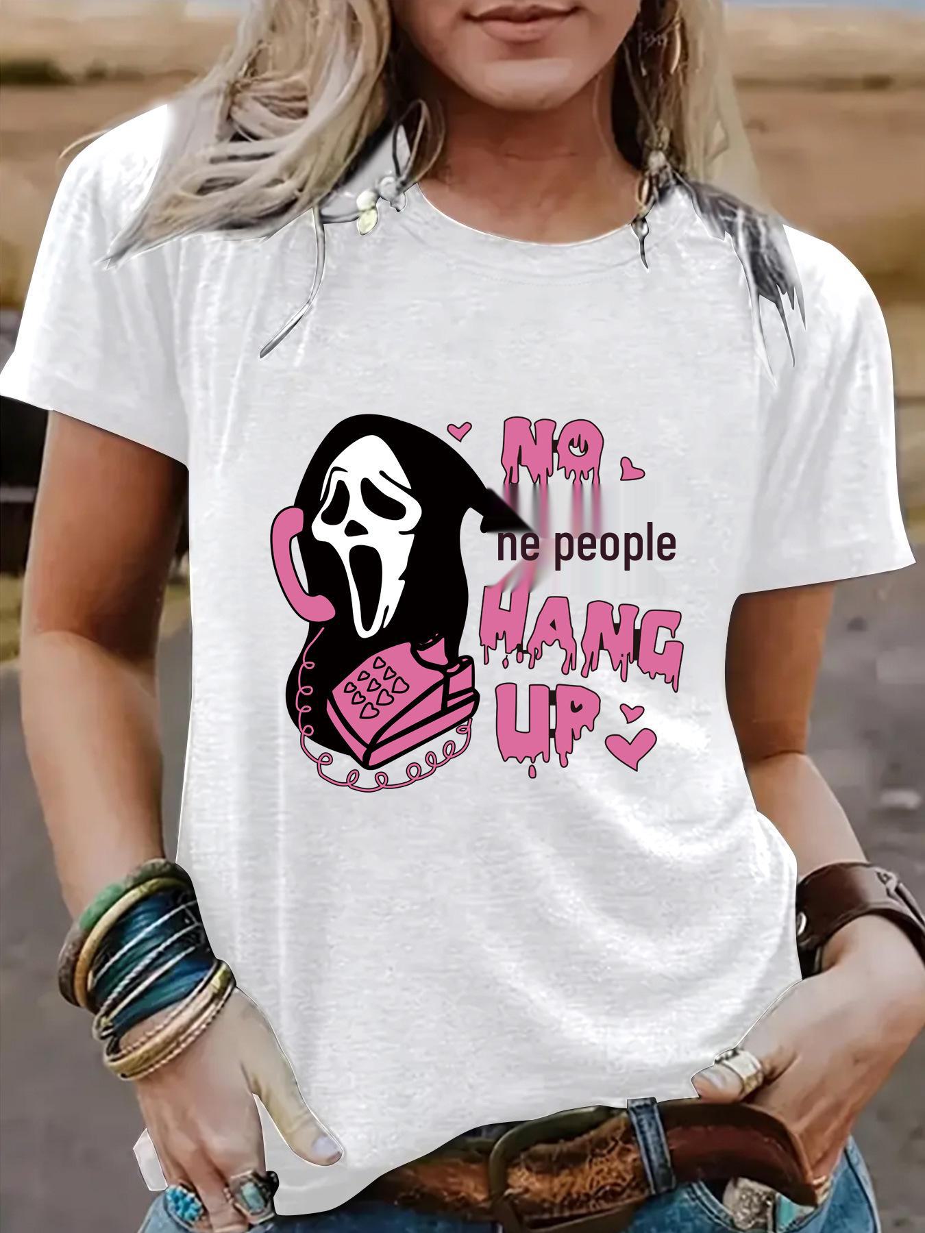 

Женская повседневная летняя футболка с рисунком призрака на Хэллоуин Small белый