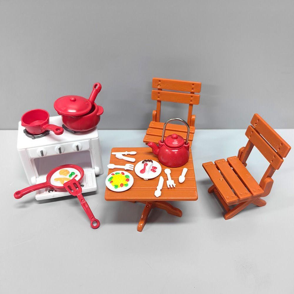 Plastic Dollhouse Furniture Multistyles Miniature Dining Table Bedroom 1:12 Living Room Sofa Set