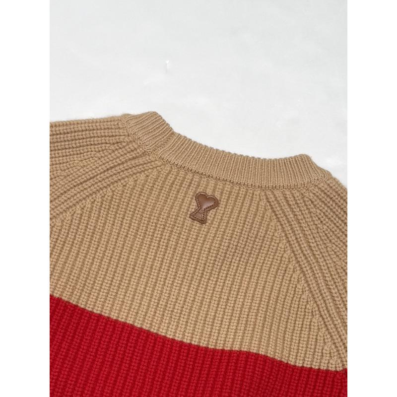 Autumn/Winter 2025 Women's Retro Color Block Pure Wool Jacquard Knit Pullover Sweater