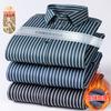 Men's long-sleeved shirt with wool, warm shirt, high-quality casual, versatile for winter street wear, comfortable stripes