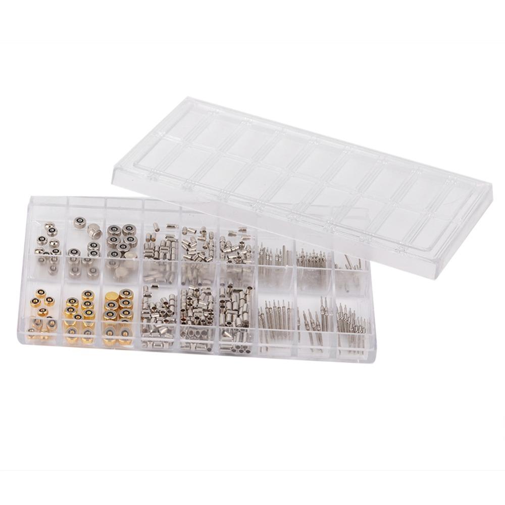 Full Set Mixed Set Watch Crown Tube Set Assortment Box Watch Stem Parts Watch Repairing Accessory Professional Repair