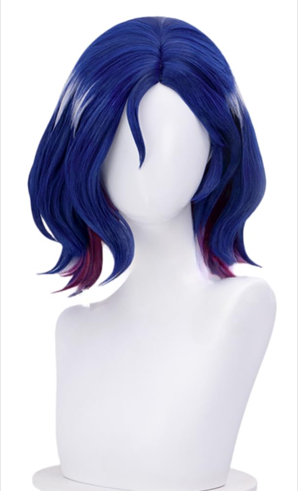 Shuji Ito Cosplay Wig, Heat-Resistant, Costume Accessory, Parties, Events, Costumes, Photoshoots, Festivals, with Net (Blue, Purple, White)