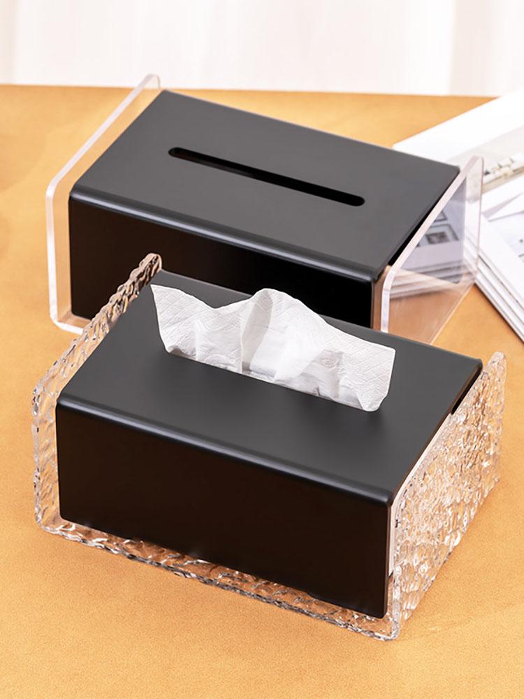 European Style Black Tissue Box Creative Acrylic Storage Tube Living Room Dining Table High-end Napkin Box Home Decoration Gifts