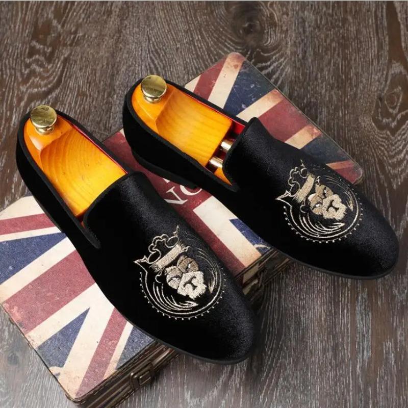 Zapatos de Hombre Moda Ante Zapatos Casuales Bordado Clásico Mocasines Cómodos Slip-On Calzado para Conducir Mocasines de Diseñador Zapatos de Hombre