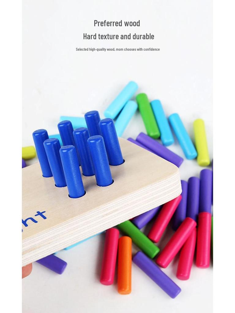 Montessori Sensory Math Sticks: Color Matching & Peg Board Educational Toy for Kids