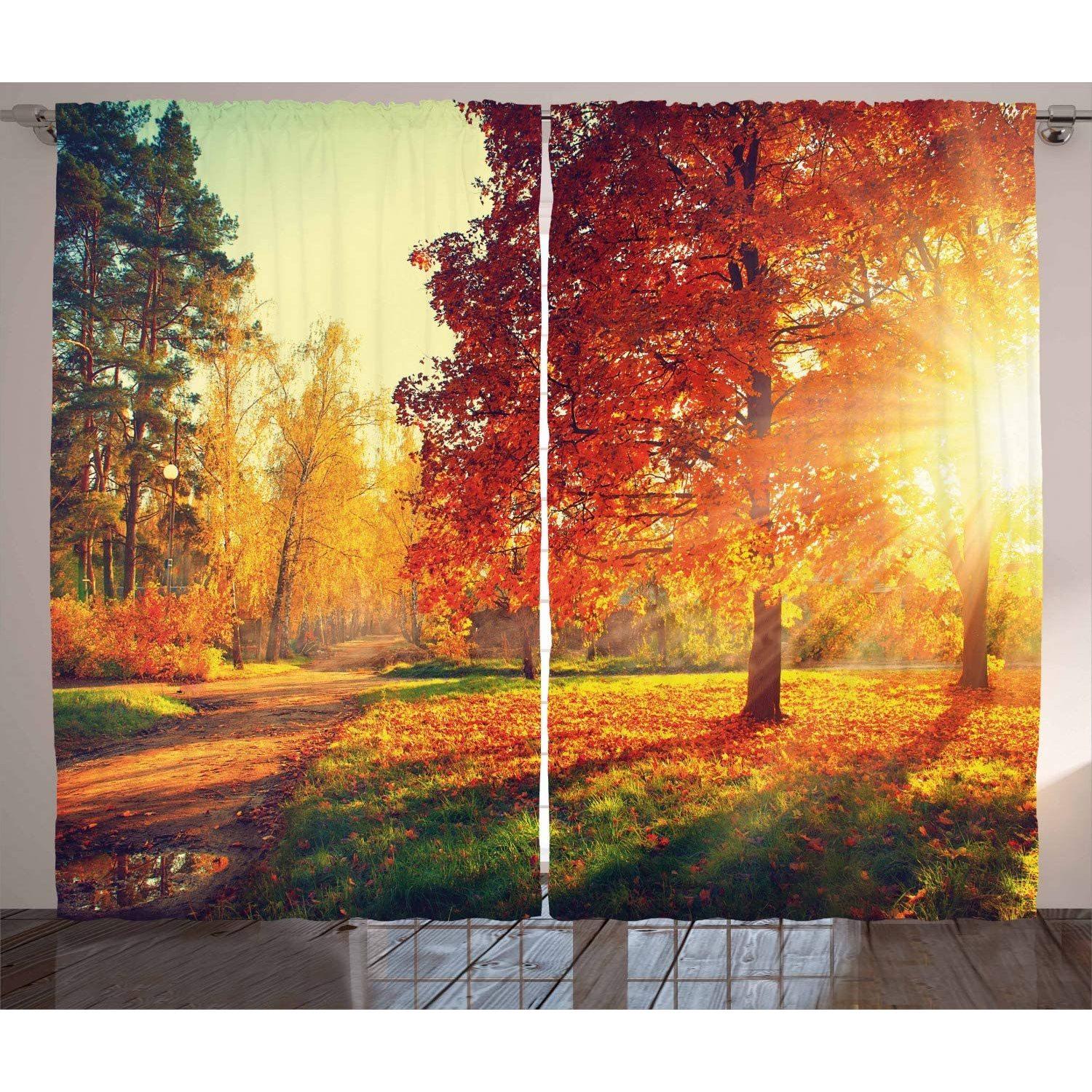 3D Digitale Bamboe Bos Bedrukte Gordijnen, Raamgordijnen, Dunne Verduistering, Woonkamer, Slaapkamer W50xH130(CM)x2PCS-Grommet Top
