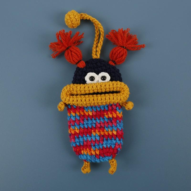 Cute Fruit Series Sausage Mouth Doll Crochet Keychains Custom Knitting Bag For Car Keys Holder Funny Doll Bag For Keys Storage