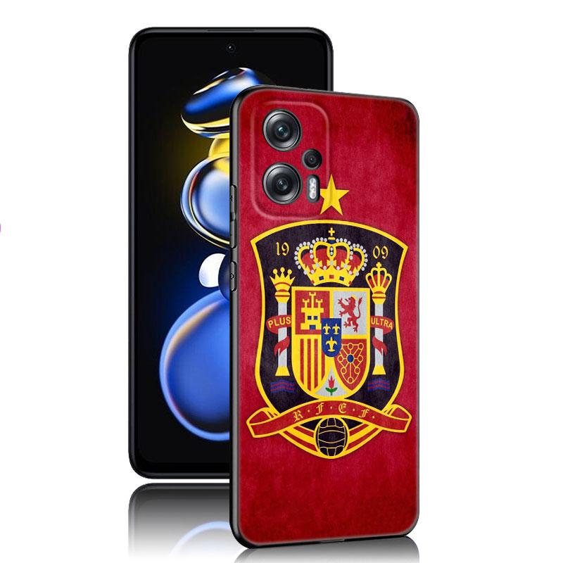 Spain Spanish Flag Black Silicone Phone Case For Xiaomi POCO X3 X4 NFC F3 F4 GT F5 M3 M4 M6 X5 X6 Pro 5G C55 C65 M5