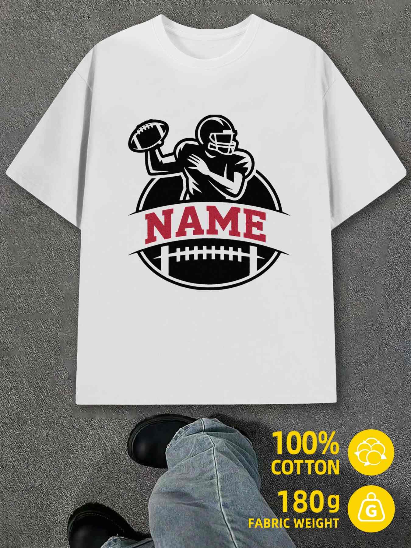 Men s T-Shirt Y2K Football Player White Regular Fit 4XL