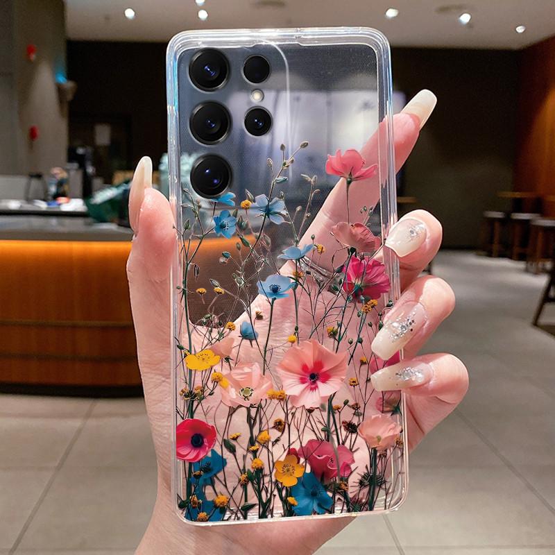 Bag Clear Case For New Hot Samsung Galaxy S26 Ultra S26 edge S 26 Plus Cover Luxury Pretty Butterfly Flower Soft TPU Phone Cases