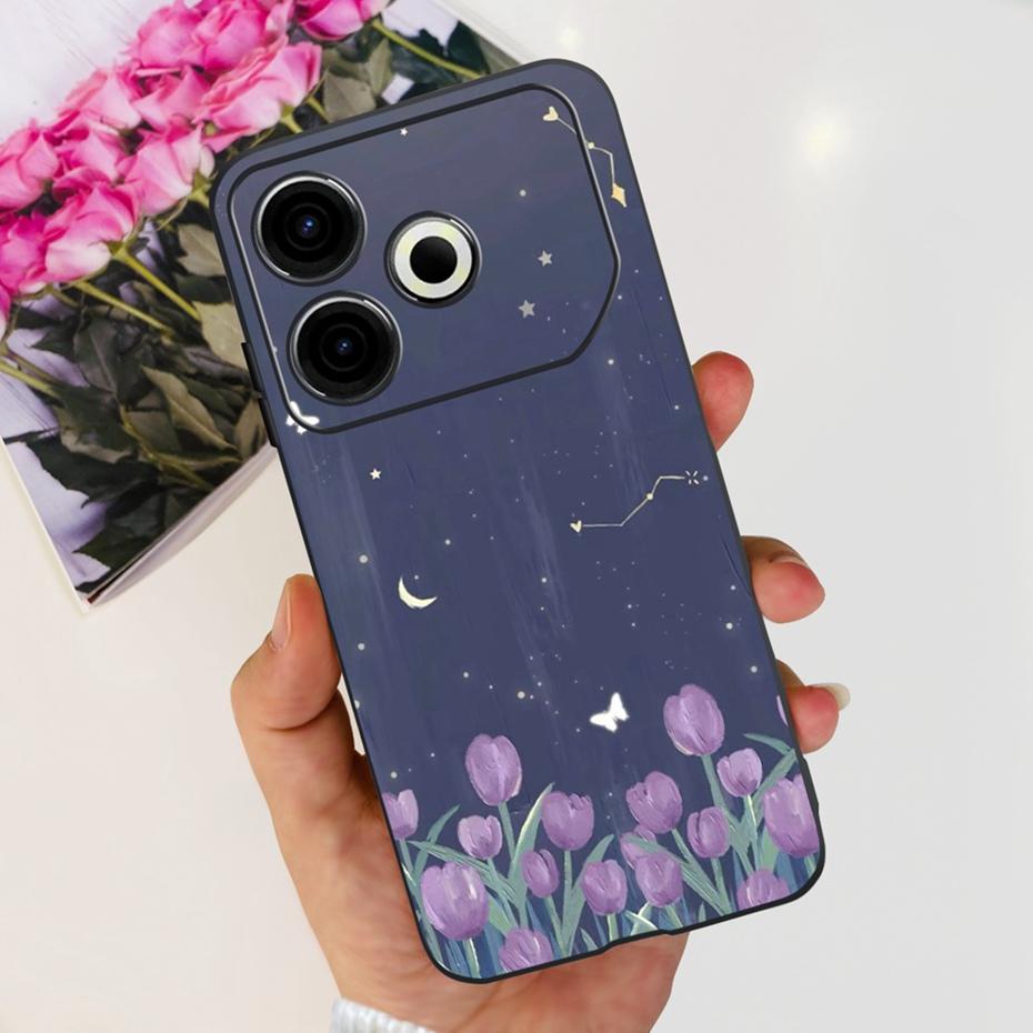 2024 Fashion Case For Tecno Pova 6 Neo Black Silicone Soft TPU Back Cover For Tecno Pova 6Neo 4G Phone Cases