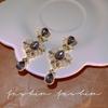 French Retro Court Style Pearl Earrings with Diamonds Long Stud Earrings Celebrity Ear Jewelry