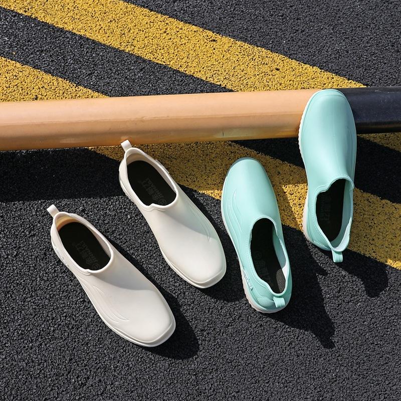Shallow Rain Shoes Women's Fashion Low-top Rain Boots Four-season Short Tube Non-slip Waterproof Shoes Kitchen Work Rubber Shoes Wear-resistant