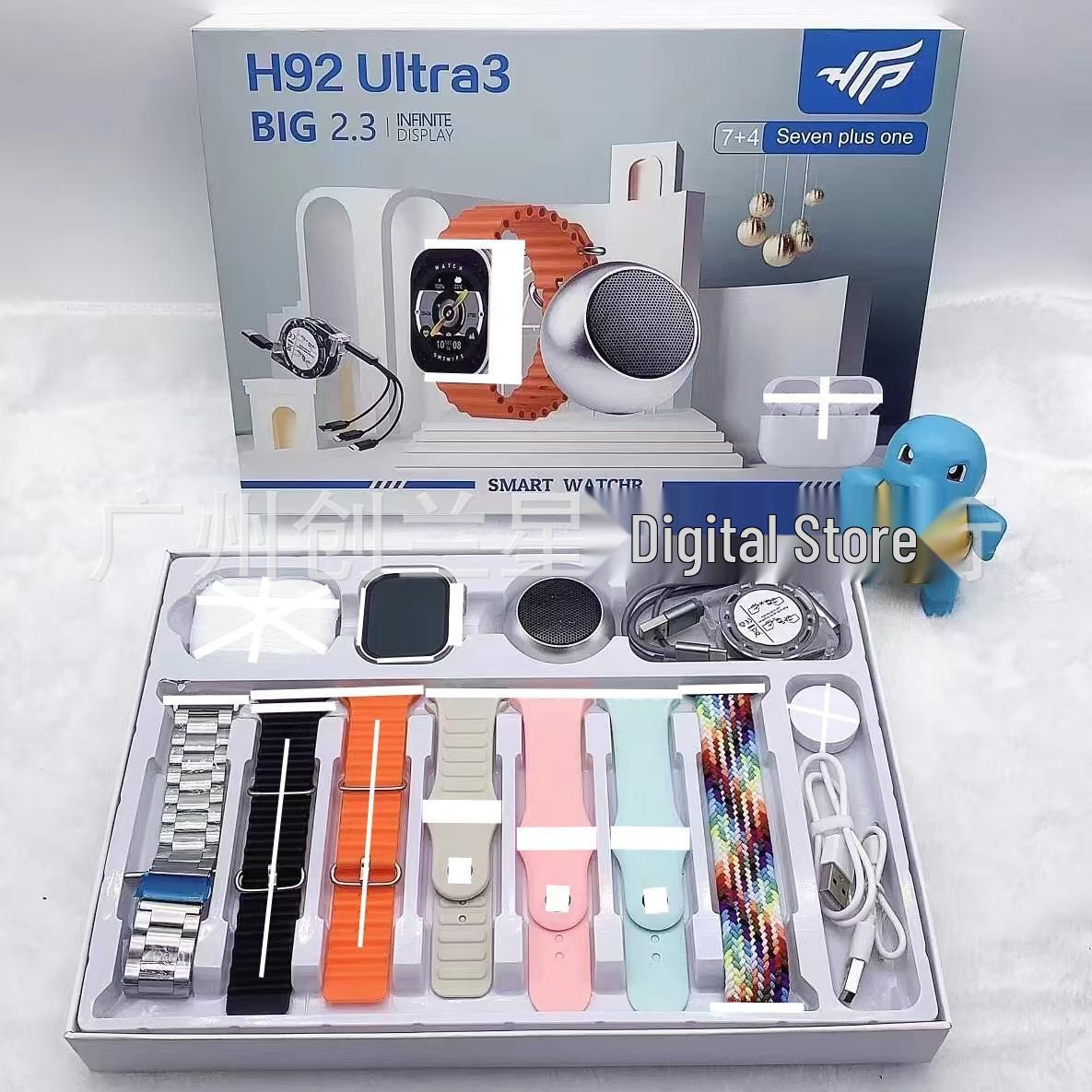 

Смарт-годинник H92Ultra3 з Bluetooth-навушниками - Багатофункціональний, Довгий термін служби батареї срібний