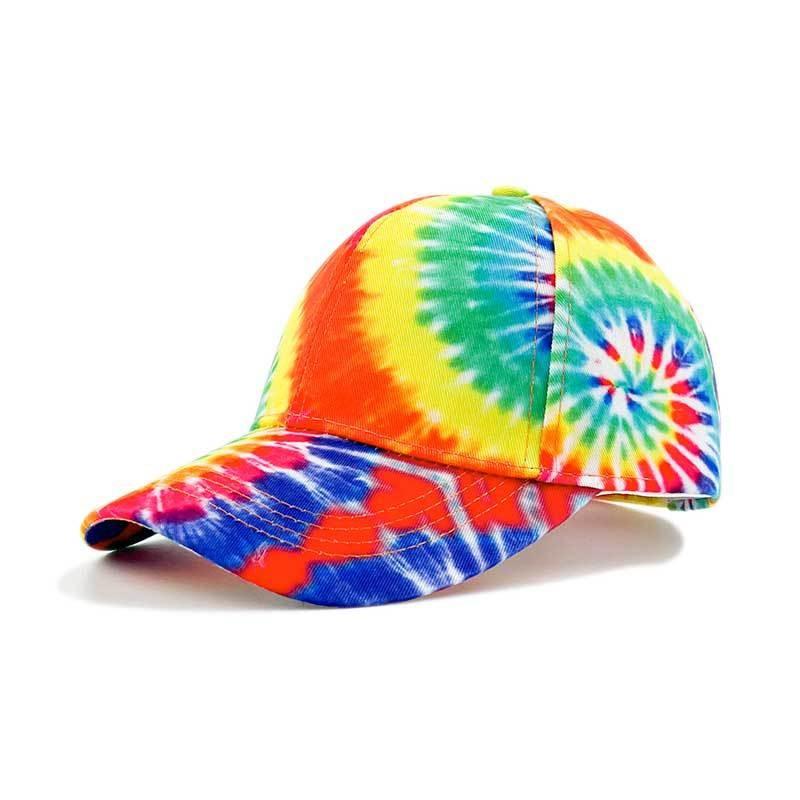 Dye Tie Print Baseball Cap Hip Hop Color Block Graffiti Visor Hat Protection Sun
