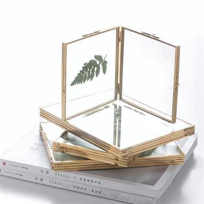 Cutelife Nordic Goldene Doppel Glas Eisen Foto Rahmen Quadratischen Tisch Home Dekoration Wand Bild DIY Kunst Blume
