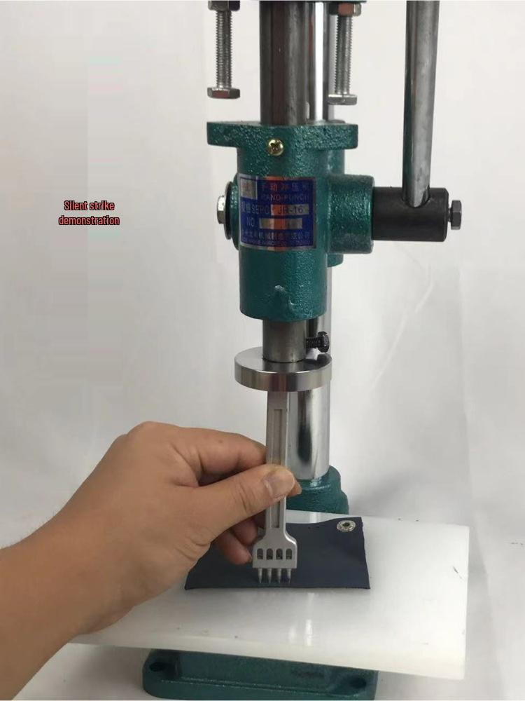 Silent Manual Leather Cutting Machine with Diamond & Round Awl Accessories for Small Hand Press Assembly
