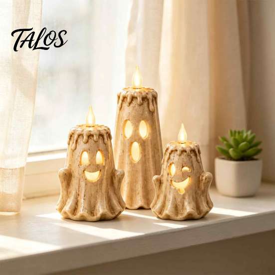 Detailed Resin Decor for House Halloween Ghost Candle Light Ornament, Desktop Sculpture, Figurine Decorative Small Sculptures Room Home Living Bedroom