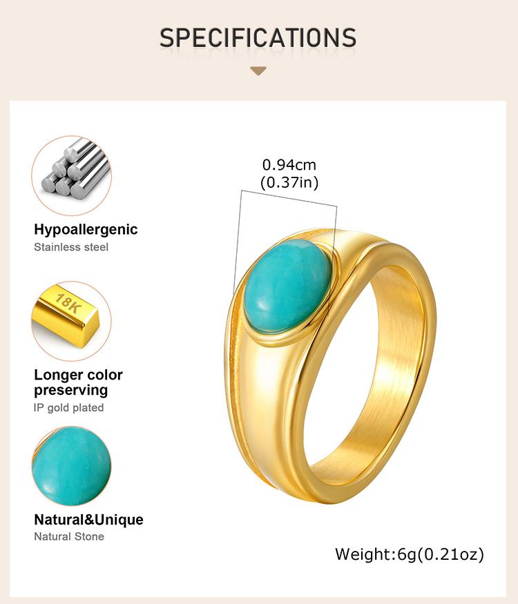 Boho Natural Stone Statement Ring for Women, Geometric Shield Multi Layer Open Band, Aesthetic Stackable Jewelry