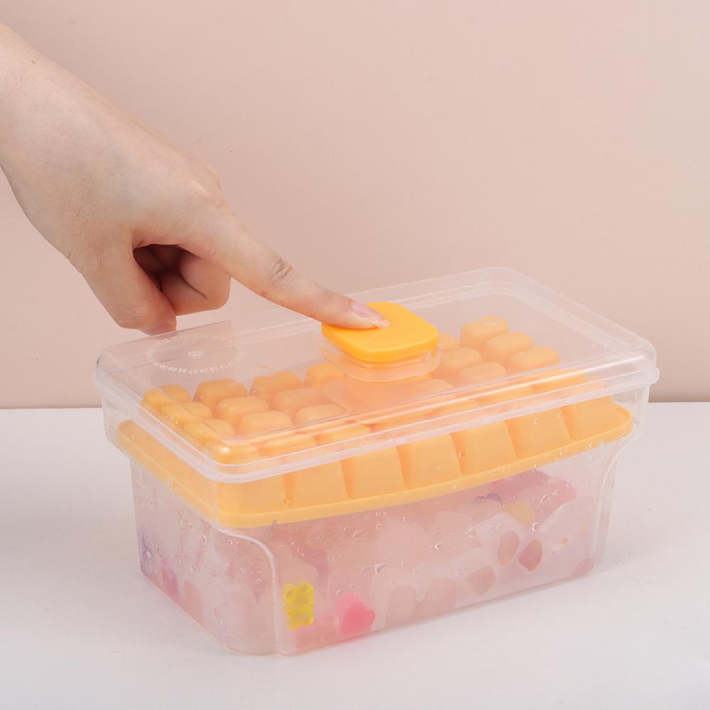 New 34/68 Compartments Ice Cube Mould Press Type With Lid Home Ice Box Ice Tool Ice Compartment Boxs Gifts