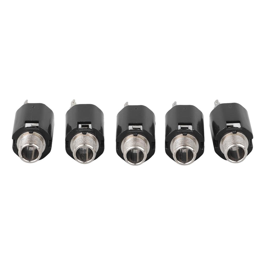 5Pcs Stereo Jack Socket 6.35mm 2 Channel Input 3P Connector Pickup Jack Socket for Replacement