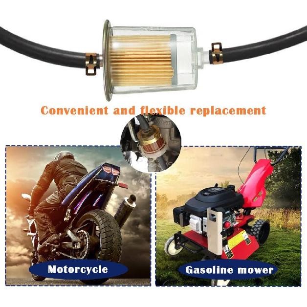 4 Pieces 5/16 Inch Universal Fuel Filter with 8 Pieces 14 Millimeter Hose Clamp Gas Inline Fuel Filter Replacement Part Suitable for