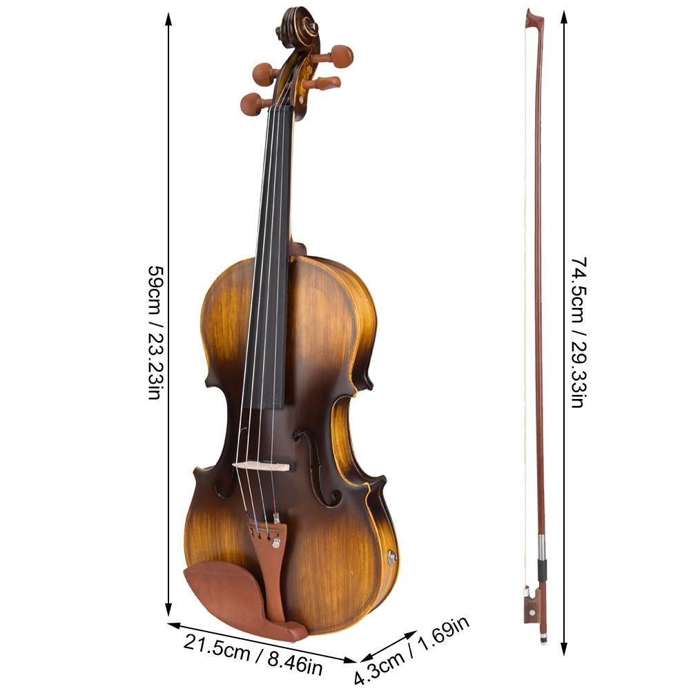 AV E310 Electro Acoustic EQ Violin Matte Finish Fiddle Kit with Case Rosin Bow Extra Strings