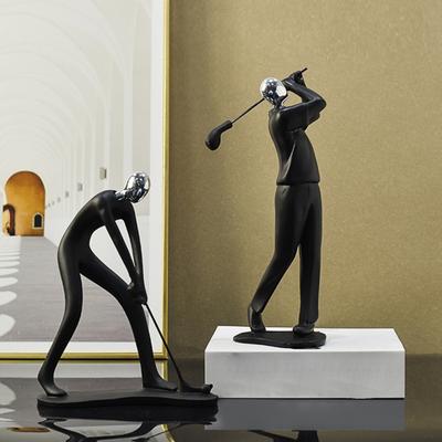Minimalist Black Resin Figurines, Modern Abstract Musician & Golfer Statues, Luxury Home Decor for Living Room TV Stand Entryway Wine Cabinet, Unique