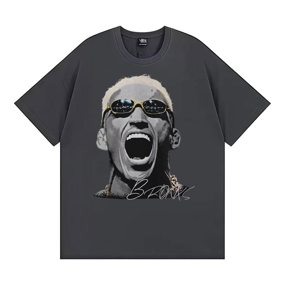 Ограниченная серия футболка с винтажным графическим изображением большого лица Чарльза Оливейры, мужская модная трендовая крутая футболка, мужская футболка оверсайз из 100% хлопка S