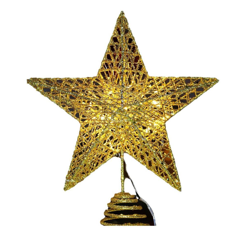 Christmas treetop star wrought iron luminous pentagram star light Christmas tree top light top star strip light decoration
