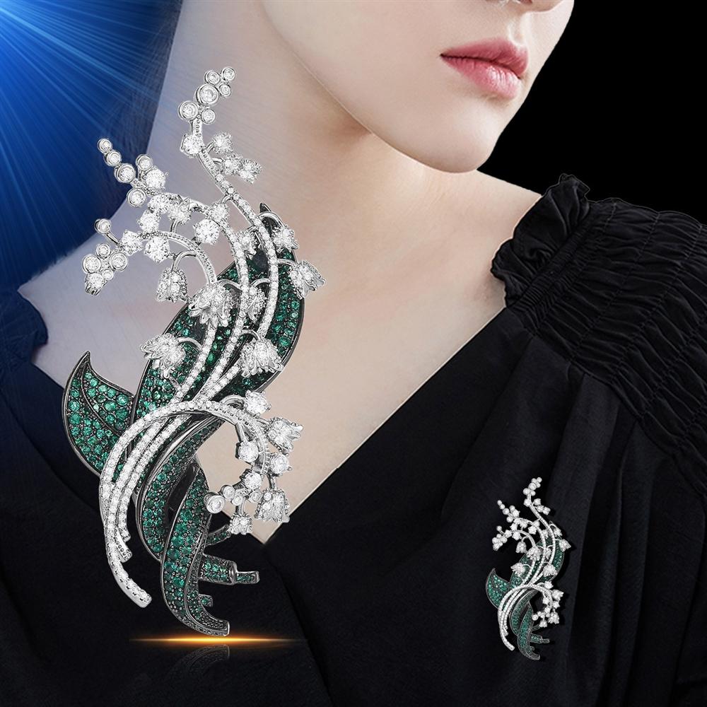 Retro Heavy Industrial Leaf Brooch, High-end, Fashionable, Elegant, Grand, Versatile and Exquisite Evening Dress, Corsage