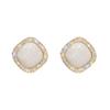 Elegant Rhinestone Geometric Square Double-Layer Stud Earrings for Women