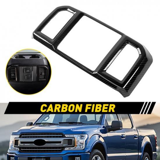 Fit Ford F150 2015- Carbon Fiber Rear Cup Holder &Air Vent Outlet Trim Cover