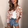 Women Casual Retro Floral Print Zipper Jacket Outerwear Coat Tops