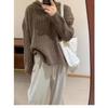 Maglione morbido retrò a trecce con cappuccio da donna autunno-inverno ampio pigro antivento maglieria
