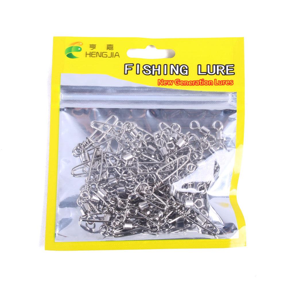 50pcs/ Stainless Steel Fishing Connector 8-word ring connector Rolling Snap Swivels Fishing Tackle Lure Tool