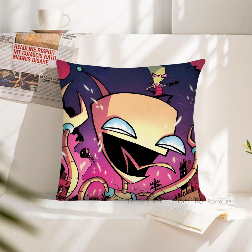 Cartoon Pillow Case Fashion Square Pillowcase Bedroom Sofa Room Ins Decoration Leisure Invader Zim Cushion Cover 40x40