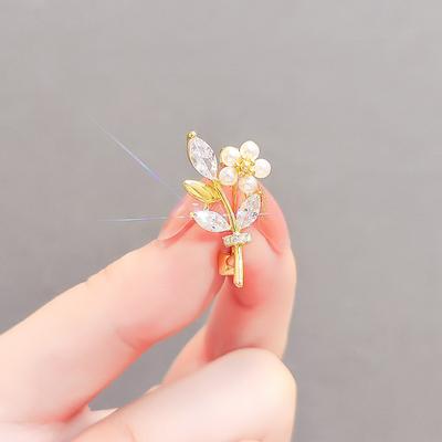 Blume Blendschutz Brosche Damen Trendig und Personalisiert Anzugnadel Kragennadel Blendschutz Verschluss Perlen Corsage