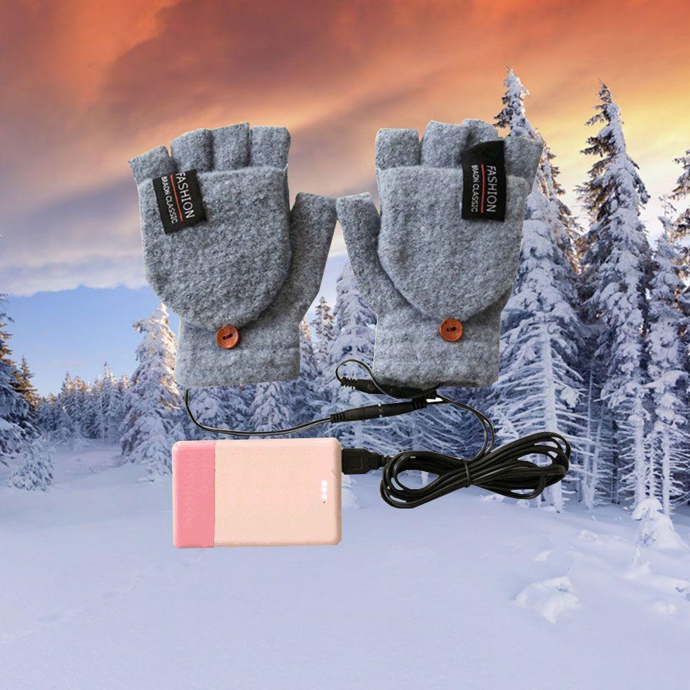 New USB Winter Full&Half Finger Heated Gloves Mitten Electric Heating Gloves