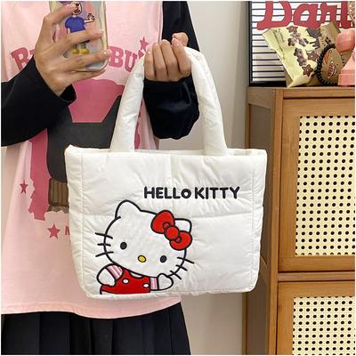 Fashion Cartoon Down Cloth Handbag Bag Four-color Shoulder Bag Cute Soft Cute Cat Tote Bag Large-capacity Bag