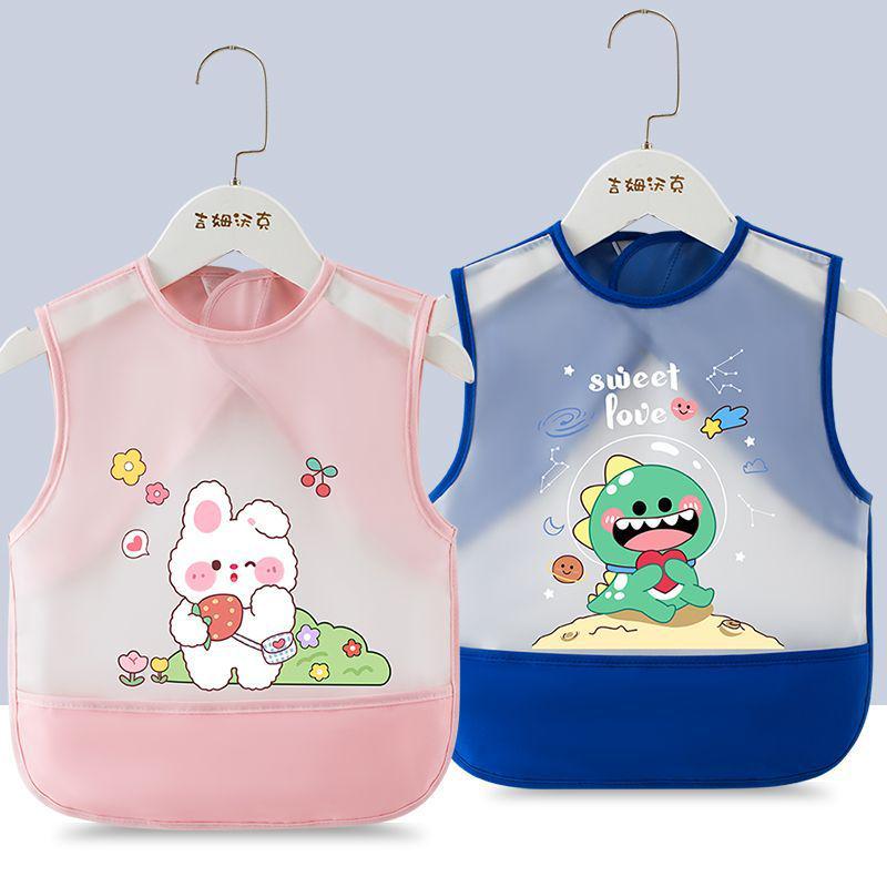Waterproof Unisex Baby Bib: Anti-Stain Sleeveless Smock for Kids, Reversible Protective Wear.