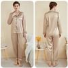 Plus Size Women's Silk Pajama Set - Long Sleeve & Pants for Spring/Summer