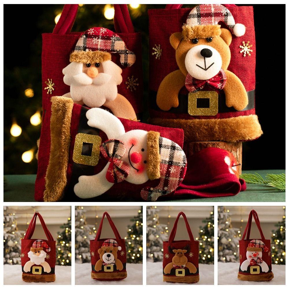 Elk Gift Plush Bag Santa Candy Bags Lovely Christmas Present Bags Ornament