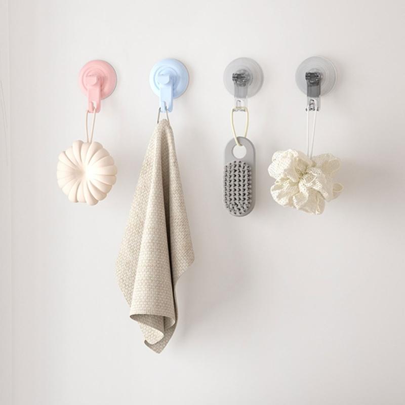 4pcs/8pcs Suction Cup Hooks Bathroom Towel and Loofah Hanger Strong Vacuum Hanging Hook Practical Robe Storage Rack