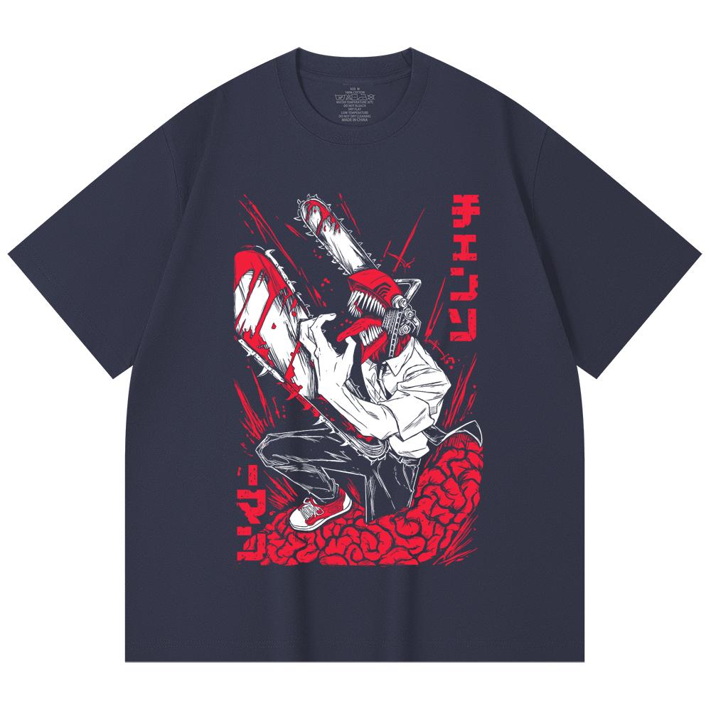 230 Gsm 100% Cotton Chainsaw Man V28 Denji Print Unisex Heavy Cotton T Shirt