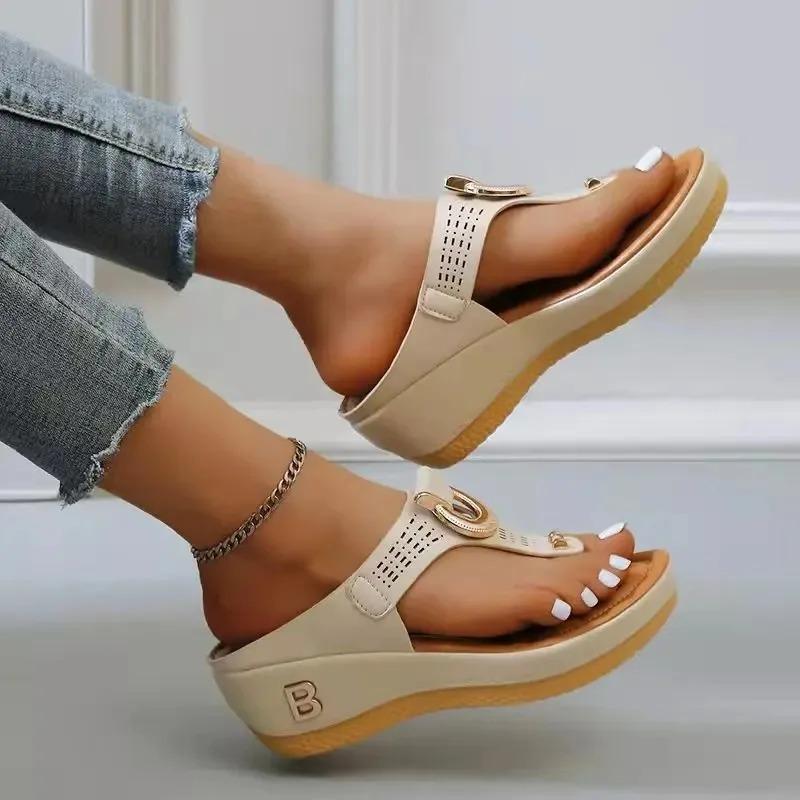 Summer Sandals Women Platform Wedges Slippers Non Slip Open Toe Flip Flops Ladies Comfortable Beach Shoes
