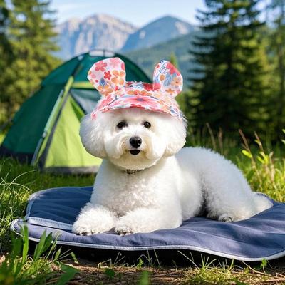 Adjustment Summer Pet Hat Protective Lightweighted Polyester Kitten Dog Sun Hat With Ear Holes Dog Sunscreen