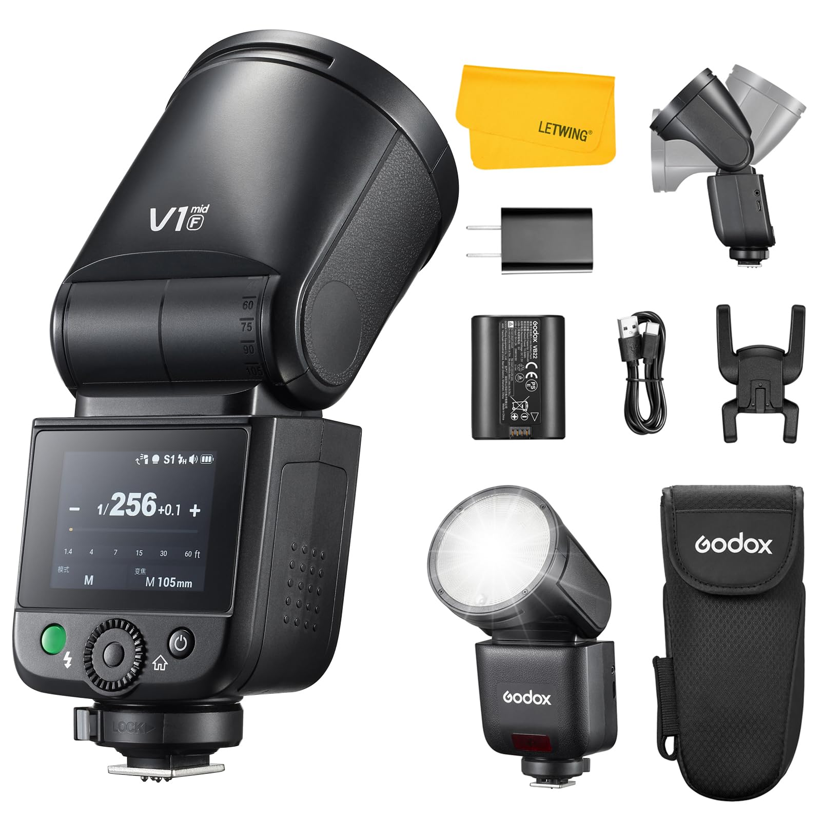 Авторизованная вспышка GODOX V1 mid F V1mid для камеры, круглая, TTL, с аккумулятором, совместима с камерами Fujifilm [Официальный дилер GODOX] Вспышка, Головка, Speedlight, 2.4G HSS, 1/8000с,