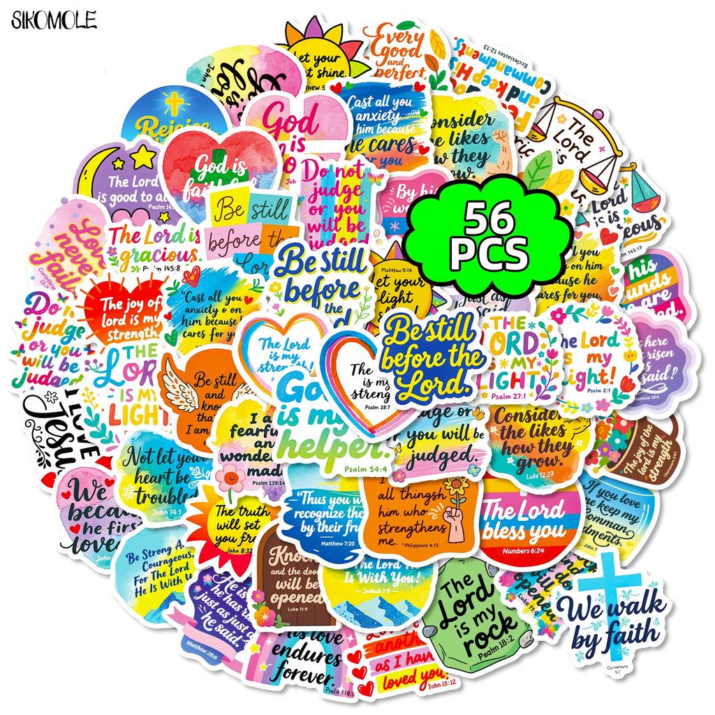 103056Pcs Bible Inspirational Colored Text Stickers Aesthetic Diy Scrapbook Laptop Stationary Suitcase Decals Graffiti Sticker
