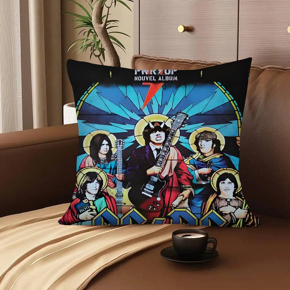 AC DC Vintage Heavy Metal Music Pillow Case Square Pillow Bedroom Sofa Leisure Comfort Cushion Car Living Room Home Decoration